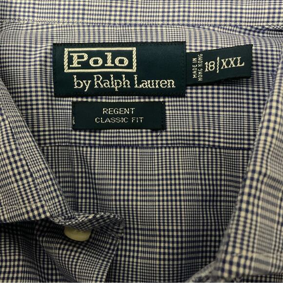 Polo Ralph Lauren Men's Regent Plaid Blue/White Button Down Shirt 18/XXL - Picture 4 of 11